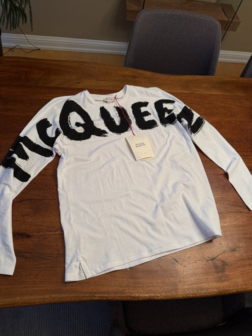 Alexander McQueen White/Black huge logo Long-sleeve T-shirt - Size XL